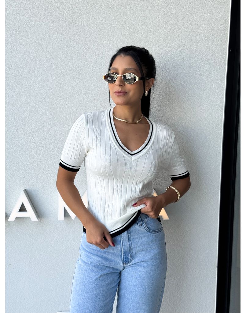 Blusa Tricot Angela Branca - Loja La Mina 