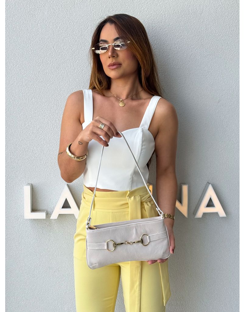 Bolsa Couro Renata Marfim - Loja La Mina 