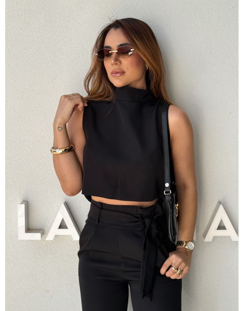 Blusa Alfaiataria Daiana Preta - Loja La Mina 