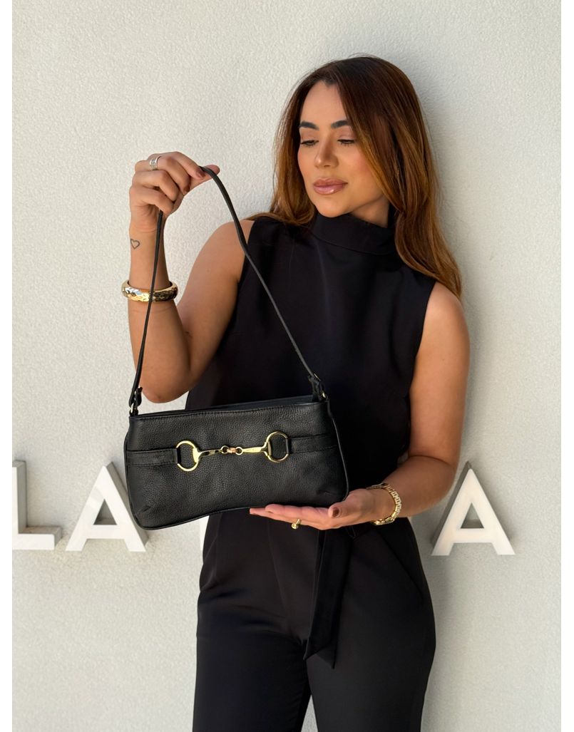 Bolsa Couro Renata Preto - Loja La Mina 