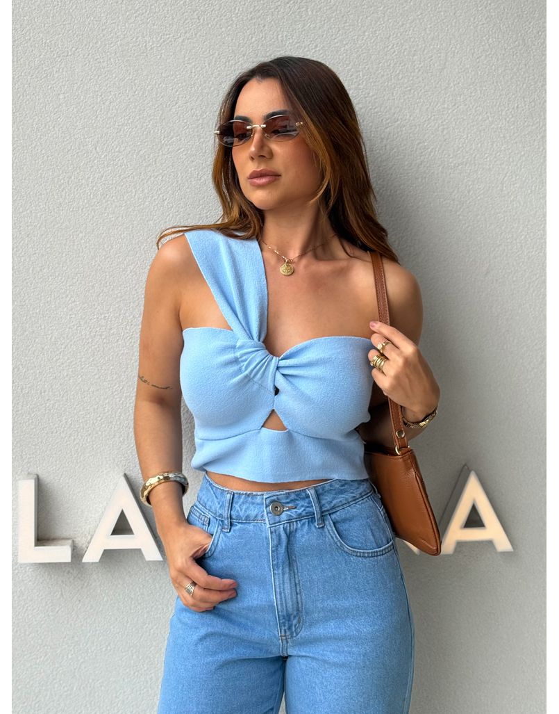 Blusa Tricot Vitória Azul - Loja La Mina 