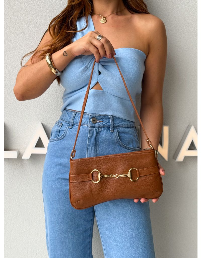 Bolsa Couro Renata Caramelo - Loja La Mina 