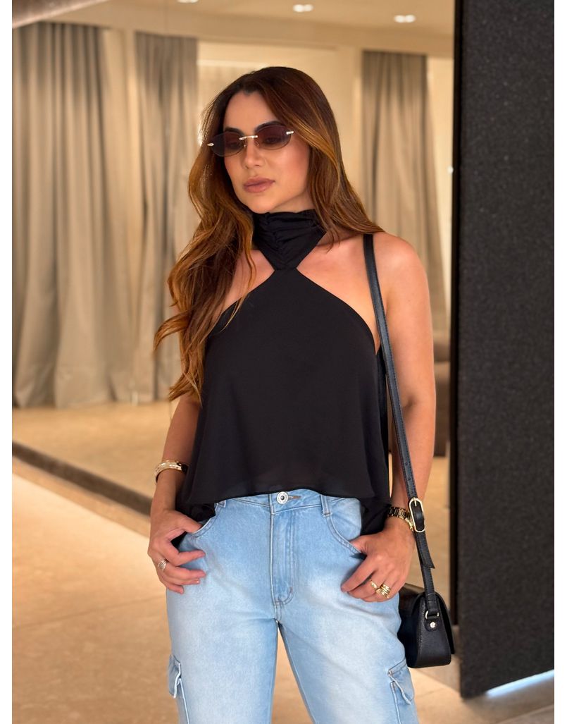Blusa Frente Única Emma Preta - Loja La Mina 