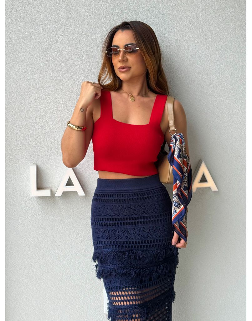 Blusa Gola Quadrada Marisa Vermelho - Loja La Mina 