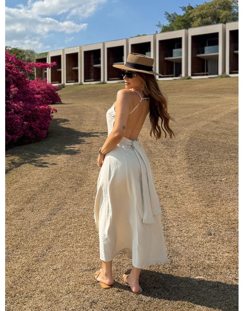 Vestido Midi Lilian Areia - Loja La Mina 