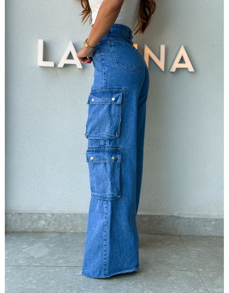Calça Cargo Jeans Escura Ariana 