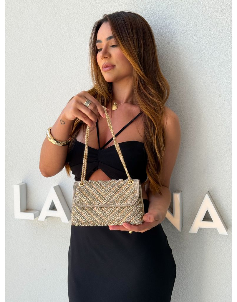 Bolsa Brilho Nara Dourada - Loja La Mina 