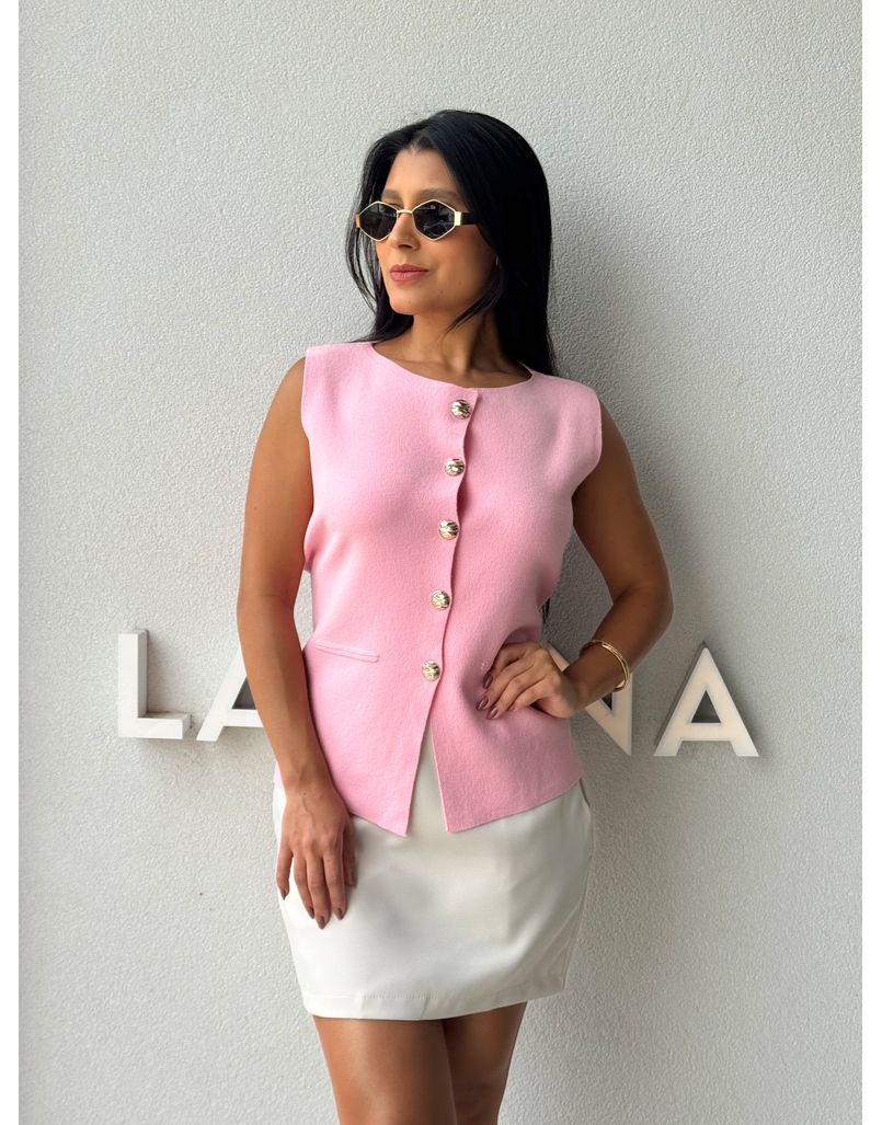 Colete Tricot Mara Rosa - Loja La Mina 