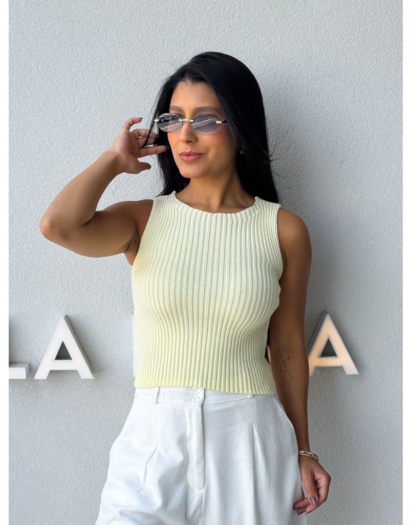 Cropped Tricot Celinne Amarelo - Loja La Mina 