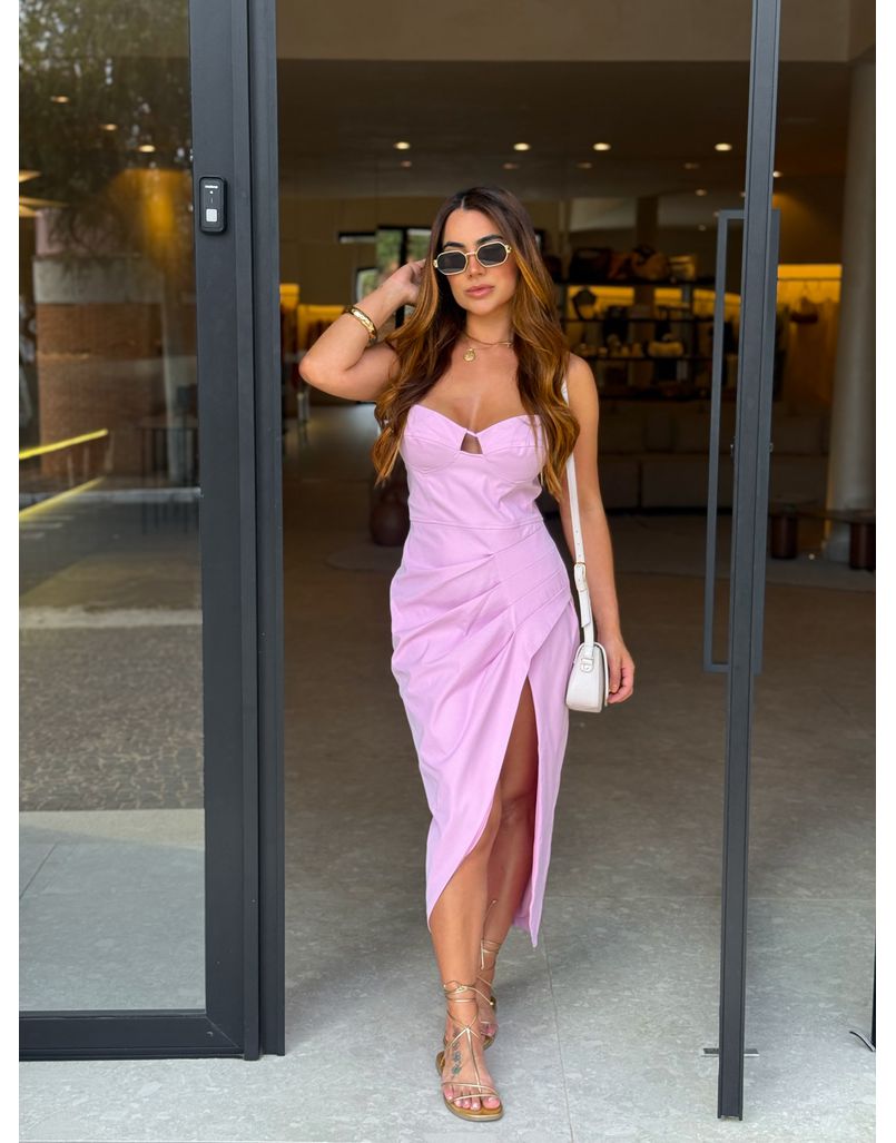 Vestido Midi Angelina Rosa - Loja La Mina 