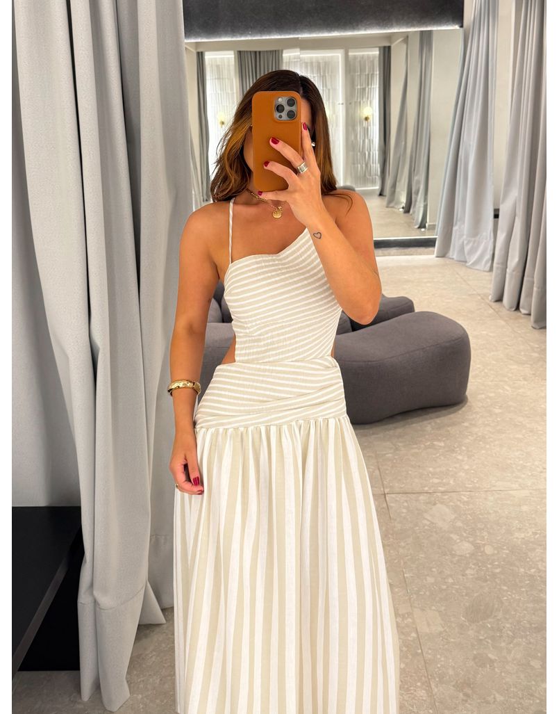 Vestido Midi Listrado Giane Nude