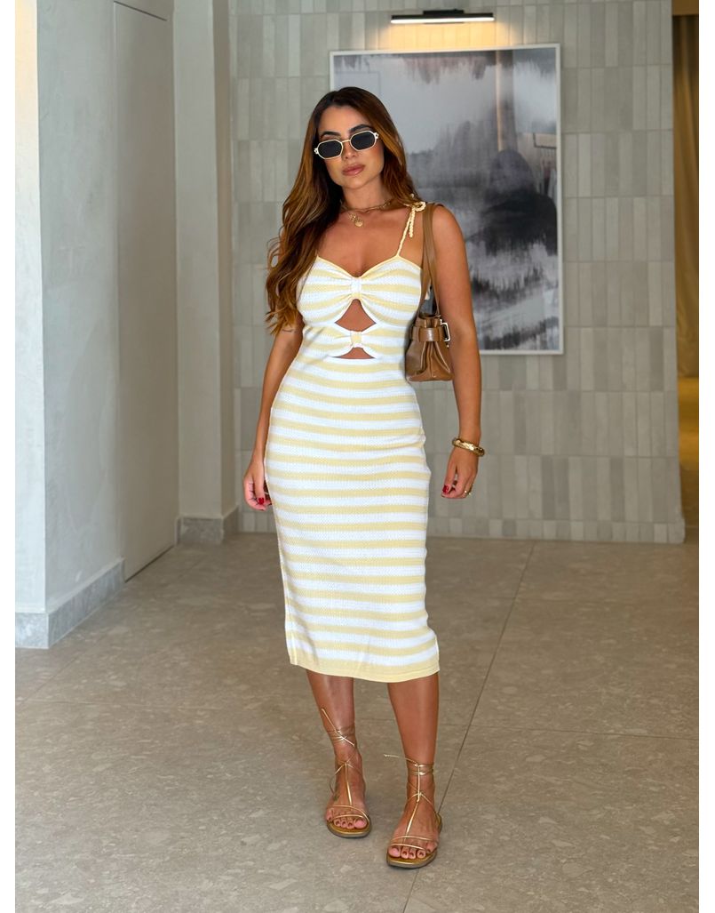 Vestido Tricot Paloma Amarelo - Loja La Mina 