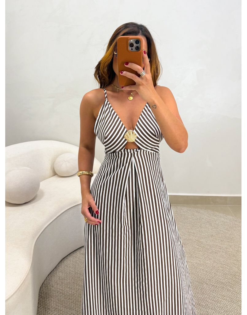 Vestido Listrado Agnes Café