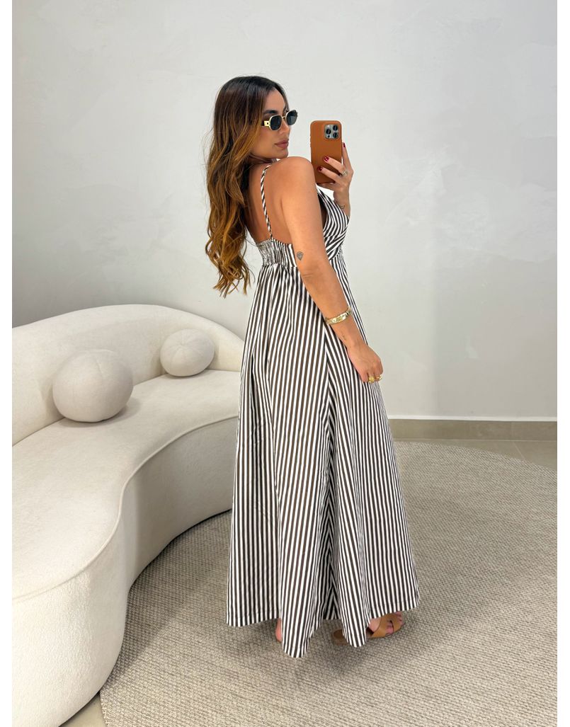 Vestido Listrado Agnes Café