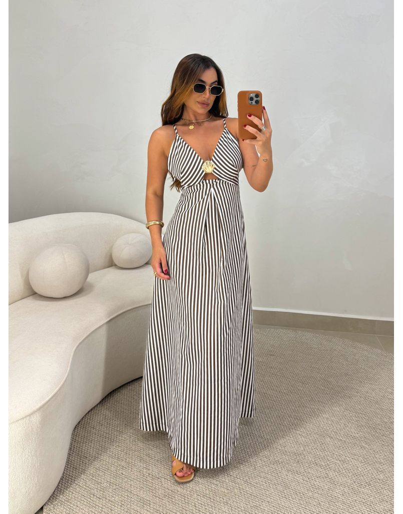 Vestido Listrado Agnes Café