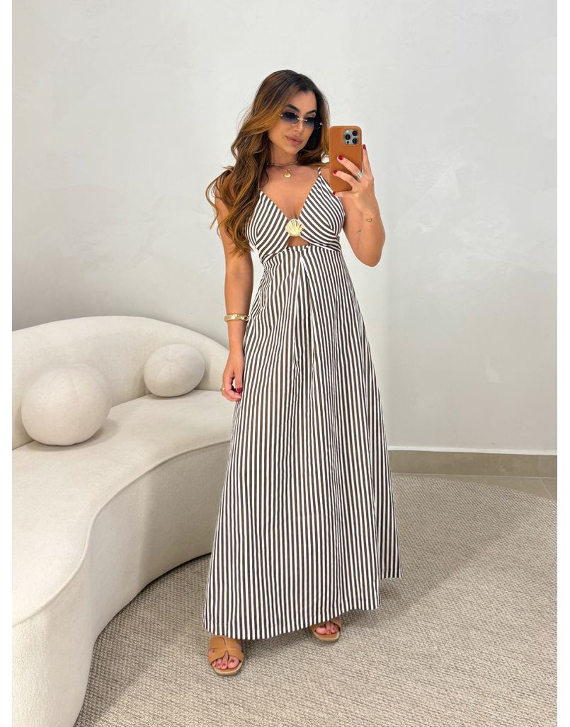 Vestido Listrado Agnes Café