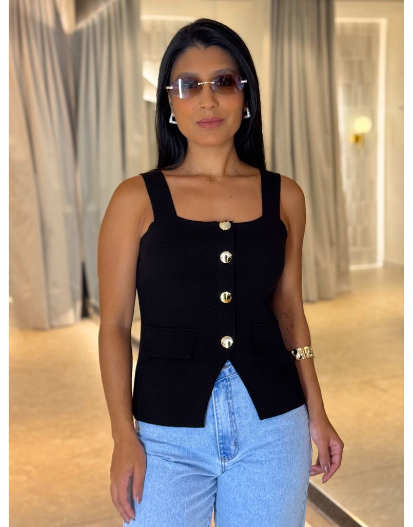 Blusa Tricot Penélope Preta - Loja La Mina 