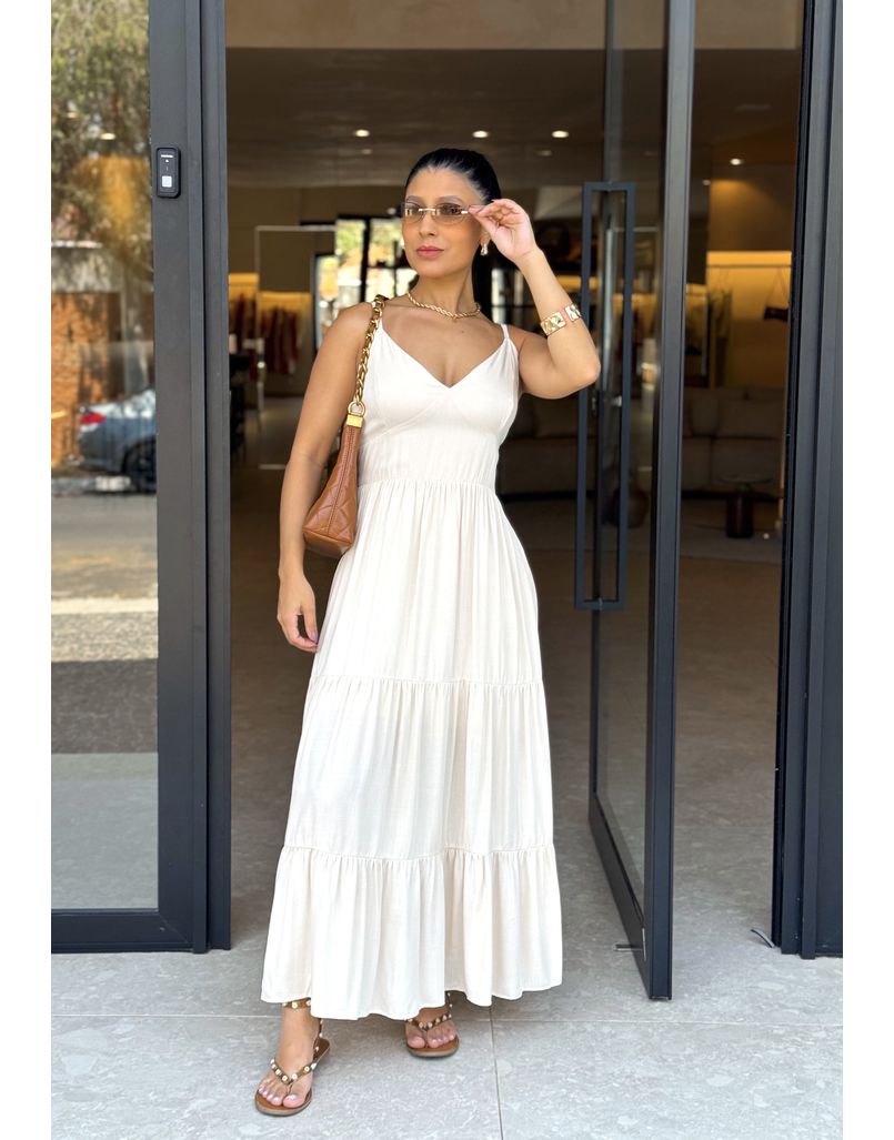Vestido Midi Atenas Areia