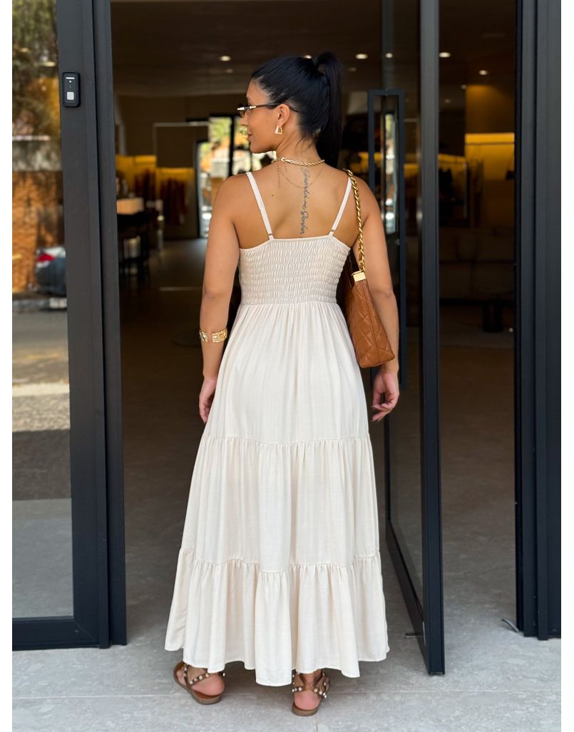 Vestido Midi Atenas Areia