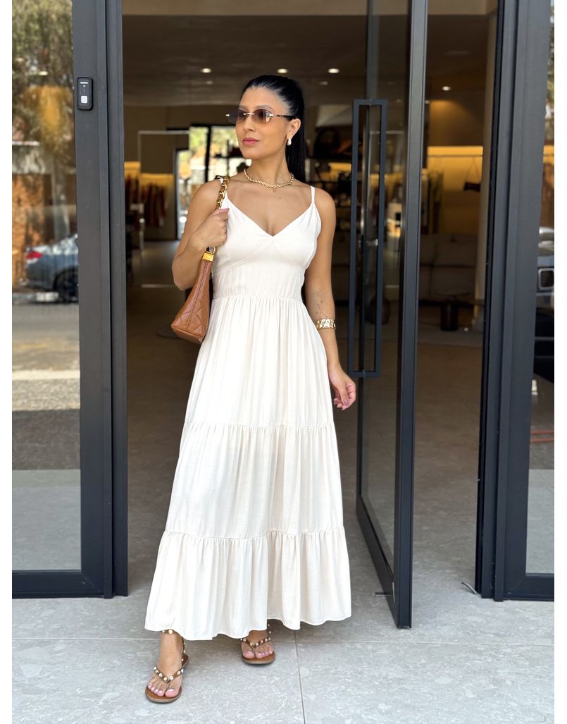 Vestido Midi Atenas Areia