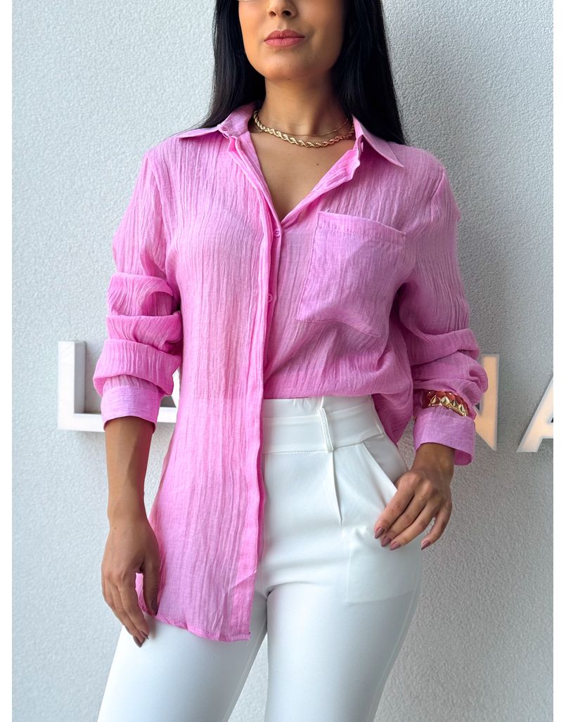 Camisa Viscolinho Aline Rosa