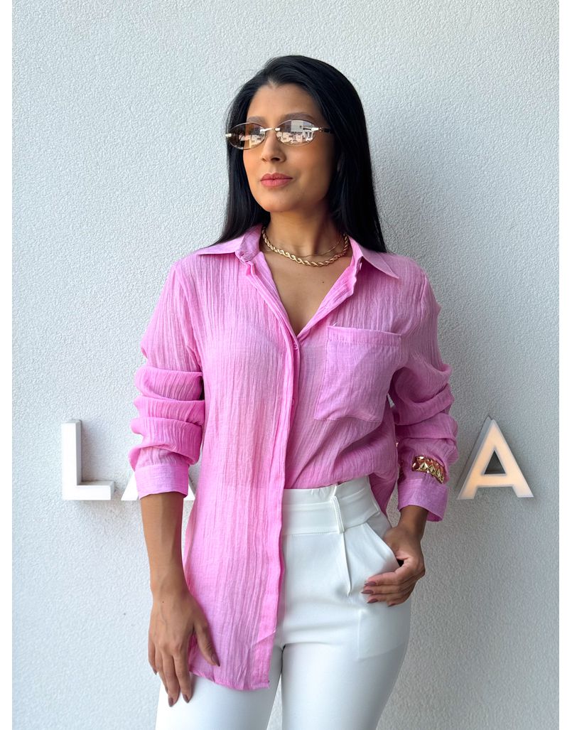 Camisa Viscolinho Aline Rosa