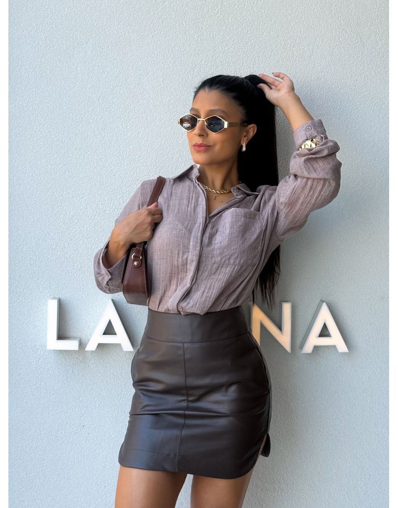 Camisa Viscolinho Aline Avelã - Loja La Mina 