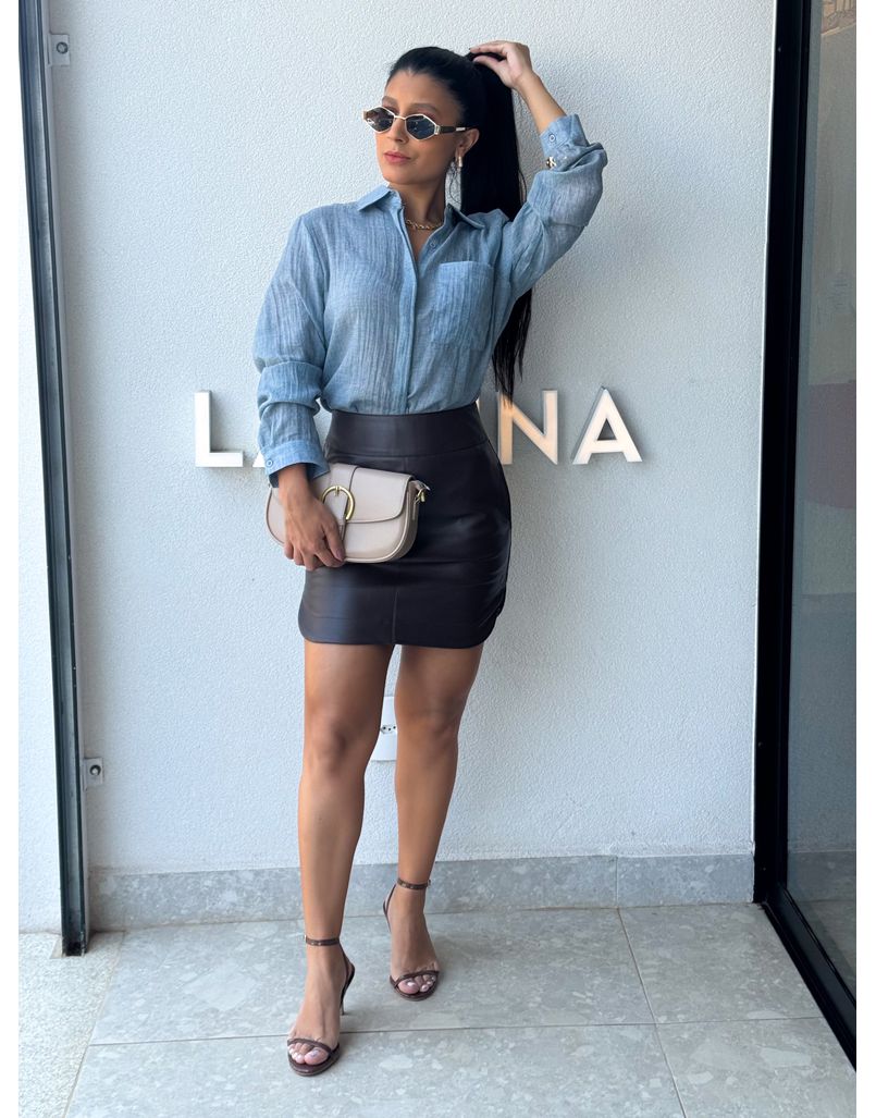 Camisa Viscolinho Aline Azul Jeans