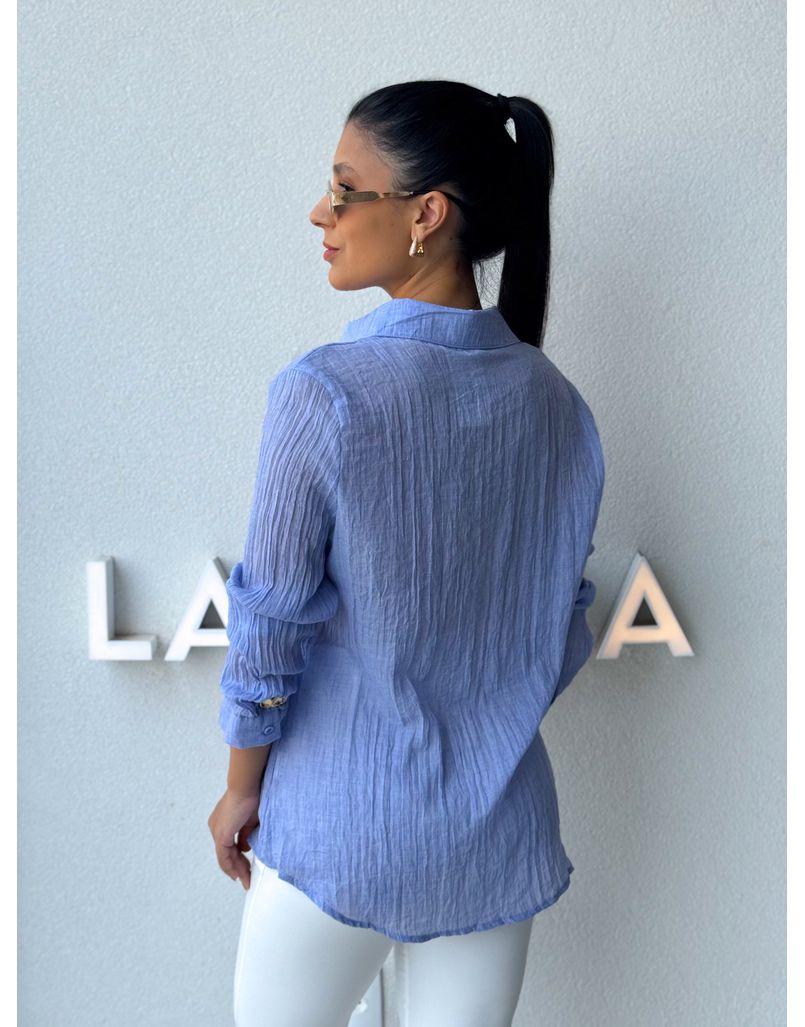 Camisa Viscolinho Aline Azul Claro