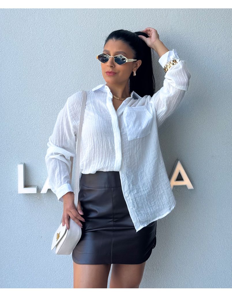 Camisa Viscolinho Aline Branco - Loja La Mina 