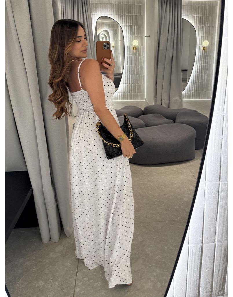 Vestido Longo Poá Alexandra Branco