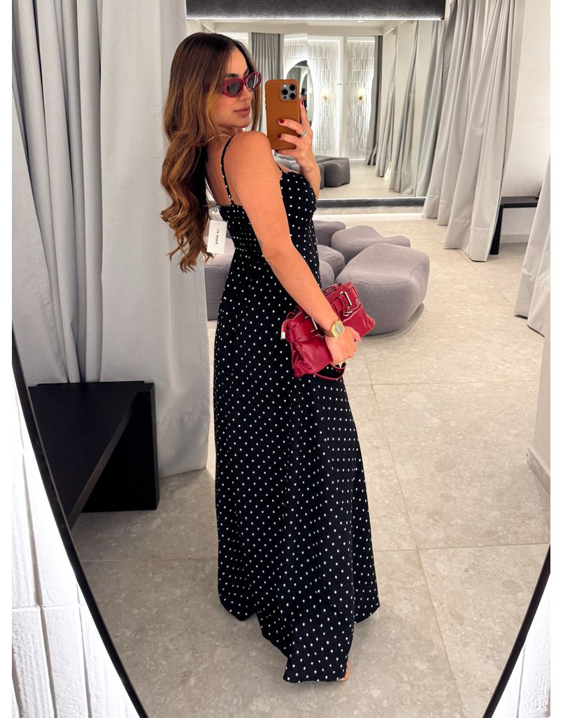 Vestido Longo Poá Alexandra Preto