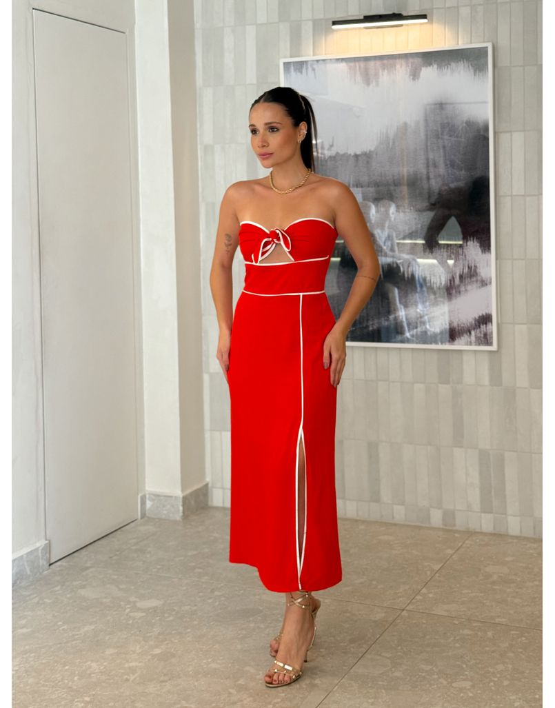 Vestido Midi Karla Vermelho - Loja La Mina 