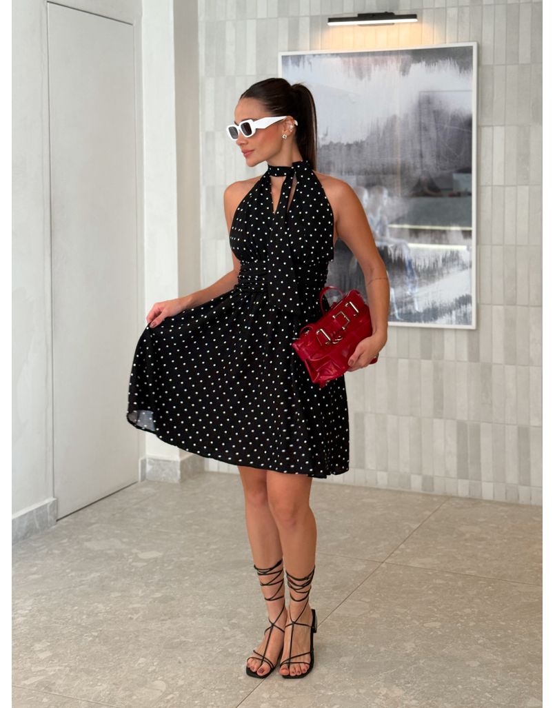 Vestido Poá Anahi Preto - Loja La Mina 