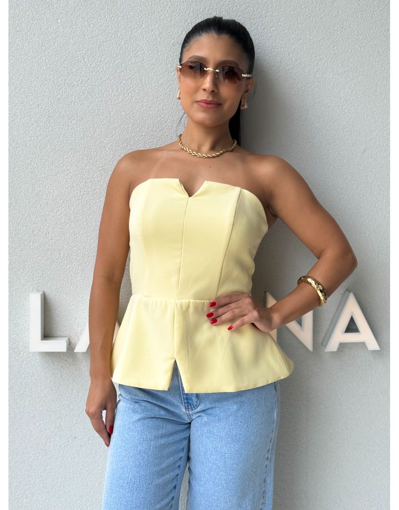 Blusa Alfaiataria Camille Amarela - Loja La Mina 