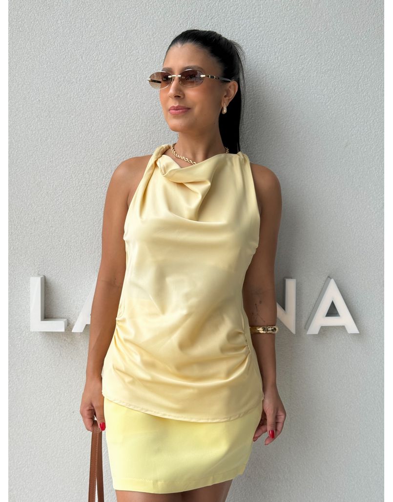 Blusa Cetim Fabricia Manteiga - Loja La Mina 