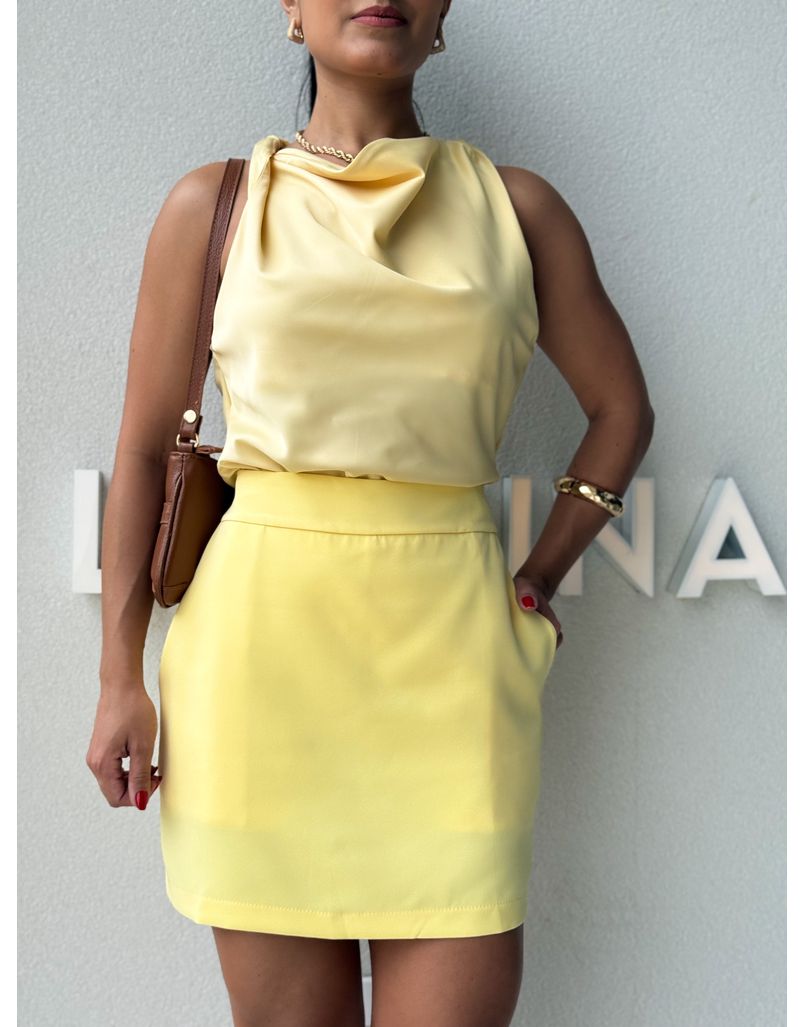 Blusa Cetim Fabricia Manteiga