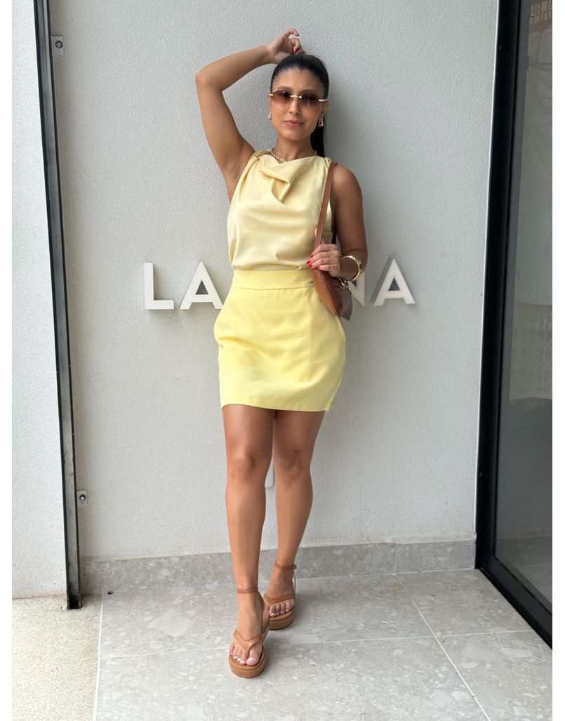 Blusa Cetim Fabricia Manteiga