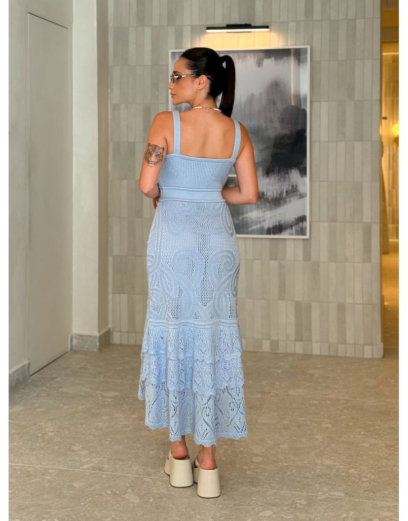 Vestido Tricot Rendado Daya Azul