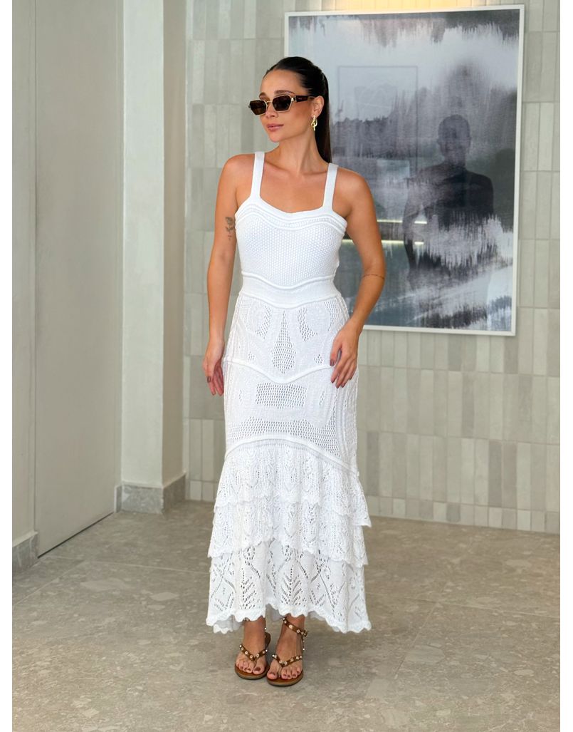 Vestido Tricot Rendado Daya Branco