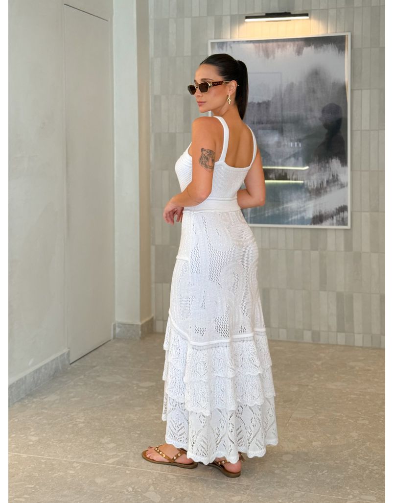 Vestido Tricot Rendado Daya Branco