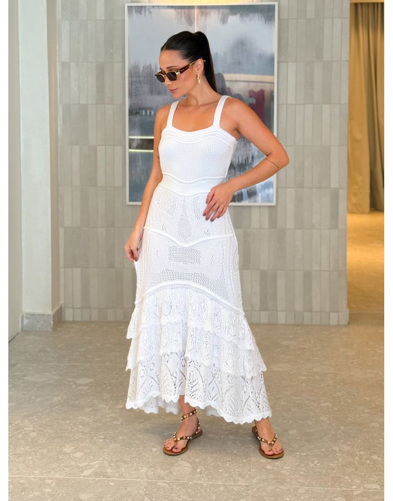 Vestido Tricot Rendado Daya Branco