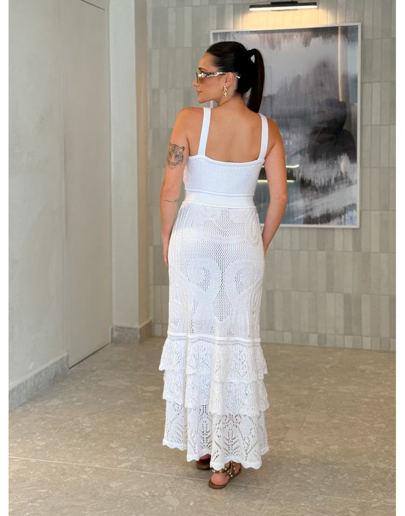 Vestido Tricot Rendado Daya Branco