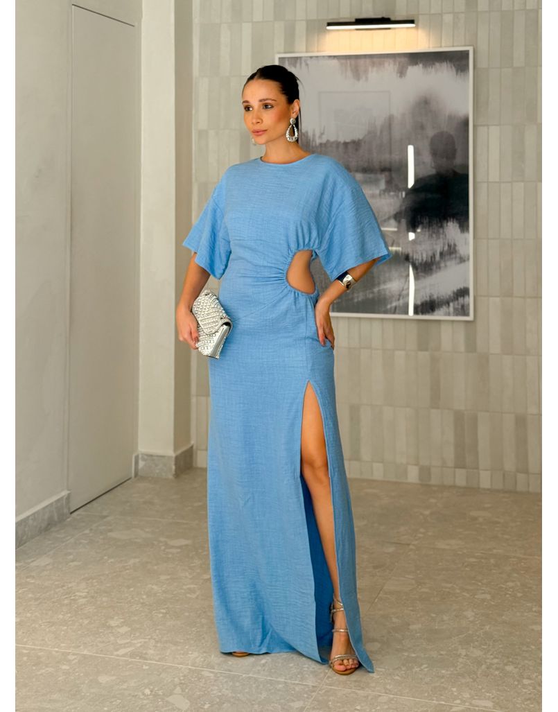 Vestido Manga Tatiane Azul - Loja La Mina 