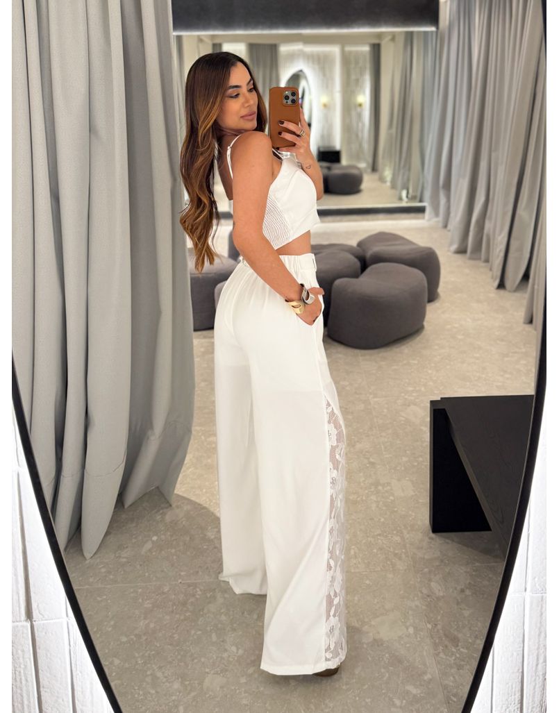 Conjunto Calça Rendado Daiane Branco