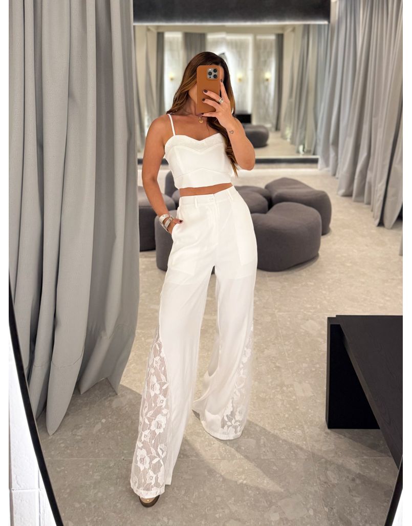 Conjunto Calça Rendado Daiane Branco