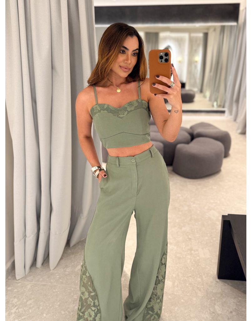 Conjunto Calça Rendado Daiane Verde