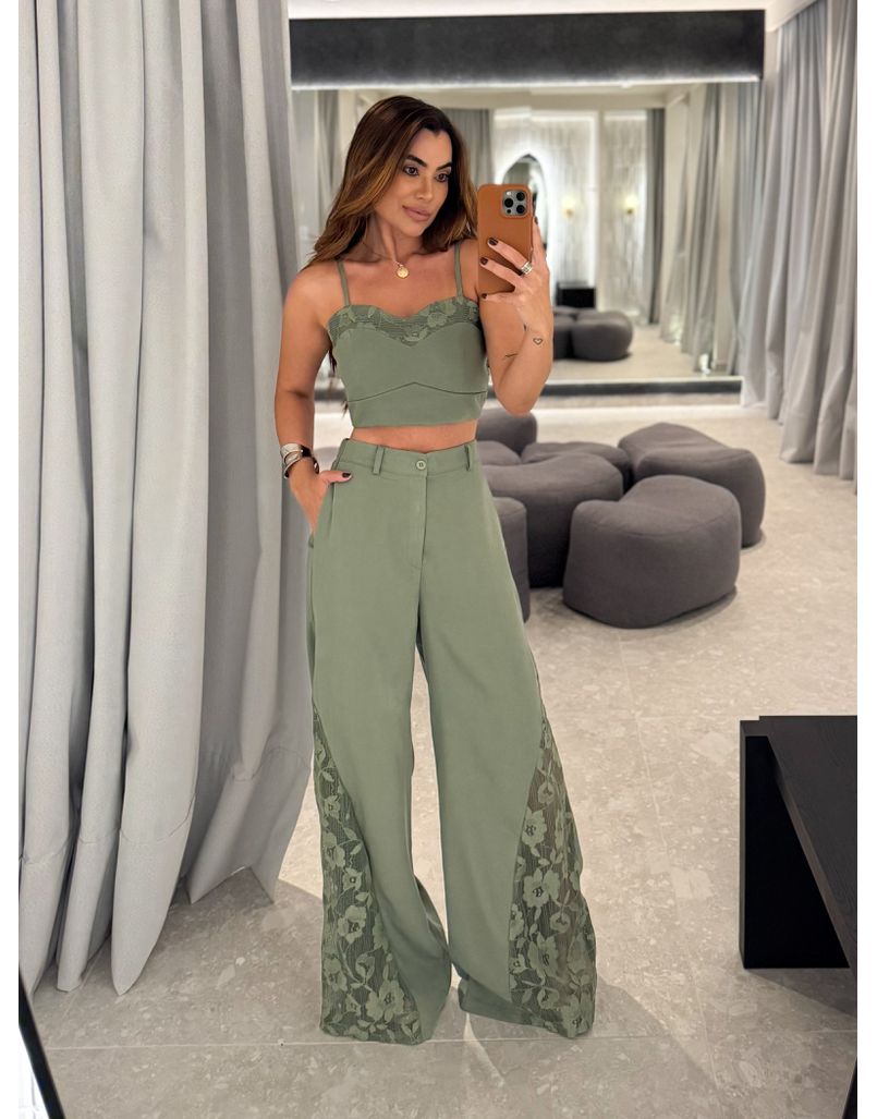 Conjunto Calça Rendado Daiane Verde