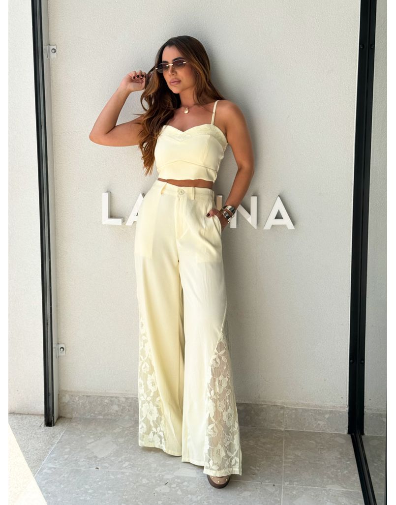 Conjunto Calça Rendado Daiane Manteiga - Loja La Mina 