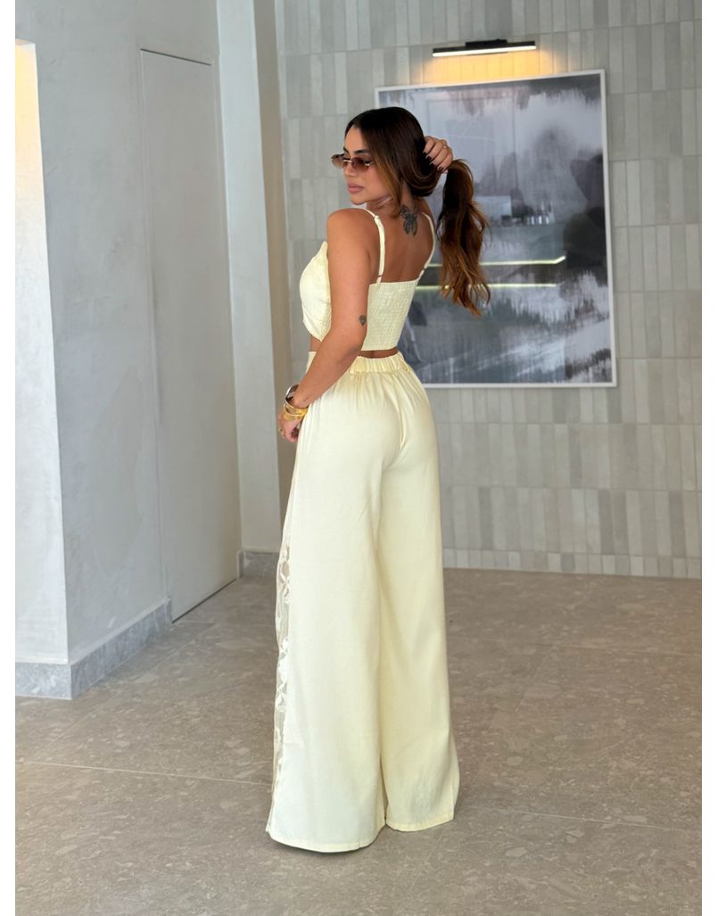 Conjunto Calça Rendado Daiane Manteiga